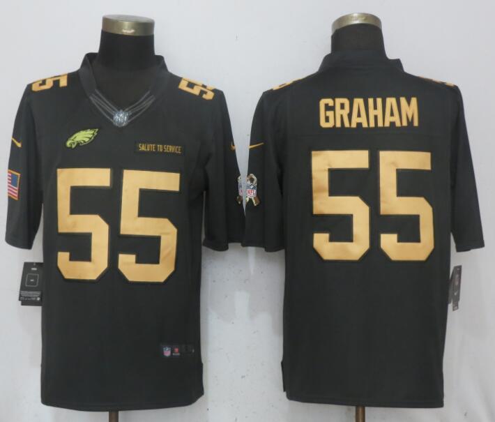 Men Philadelphia Eagles #55 Graham Gold Anthracite Salute To Service Nike Limited NFL Jerseys->->NFL Jersey